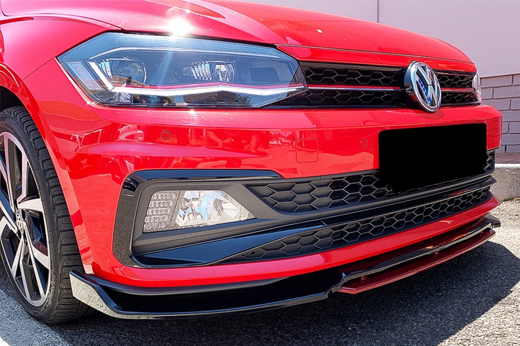 Priekinio bamperio pažeminimas VW Polo AW MK6 Blizgus juodas/raudonas - Image 5
