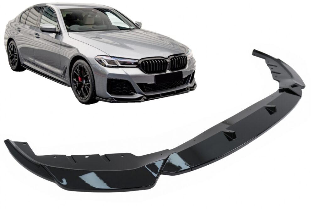 Priekinio bamperio papildoma apdaila BMW 5 Serijos G30 / G31 (LCI) M Sport Juodas blizgus