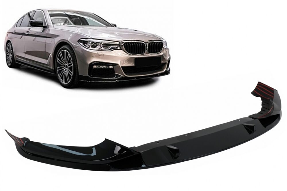 Priekinio bamperio papildoma apdaila BMW 5 Serijos G30 / G31 (Pre-Facelift) Juoda blizgi