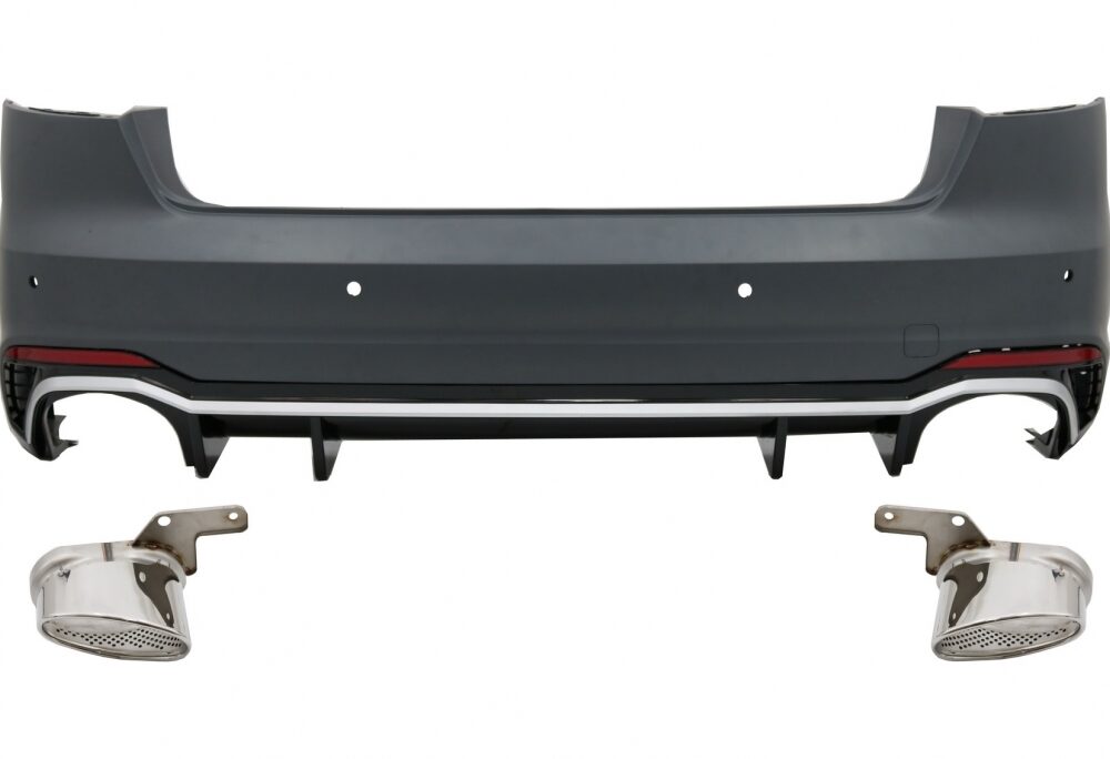 Galinis bamperis su duslintuvo antgaliais Audi A4 B9 8W Sedanui RS4 Design