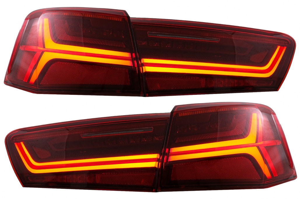 Galiniai LED žibintai Audi A6 4G C7 Sedanui (2011-2014) Raudoni (Konversijai į FL)