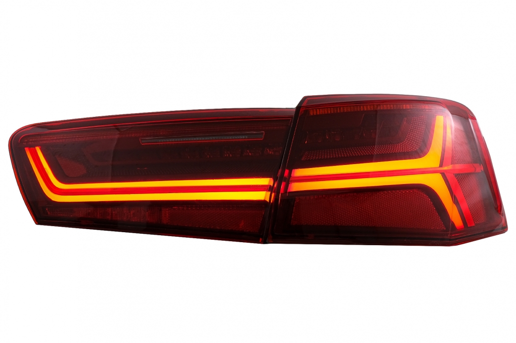 Galiniai LED žibintai Audi A6 4G C7 Sedanui (2011-2014) Raudoni (Konversijai į FL) - Image 2