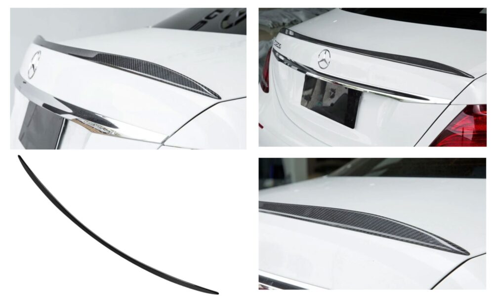 REAR SPOILER LIP CARBON OPTIK fits for Mercedes W213 E-ClassREAR SPOILER LIP CARBON OPTIK fits for Mercedes W213 E-ClassNew and originally packedAbsolutely high-quality workmanship and very preciseMade of electroplated plastic (ABS)