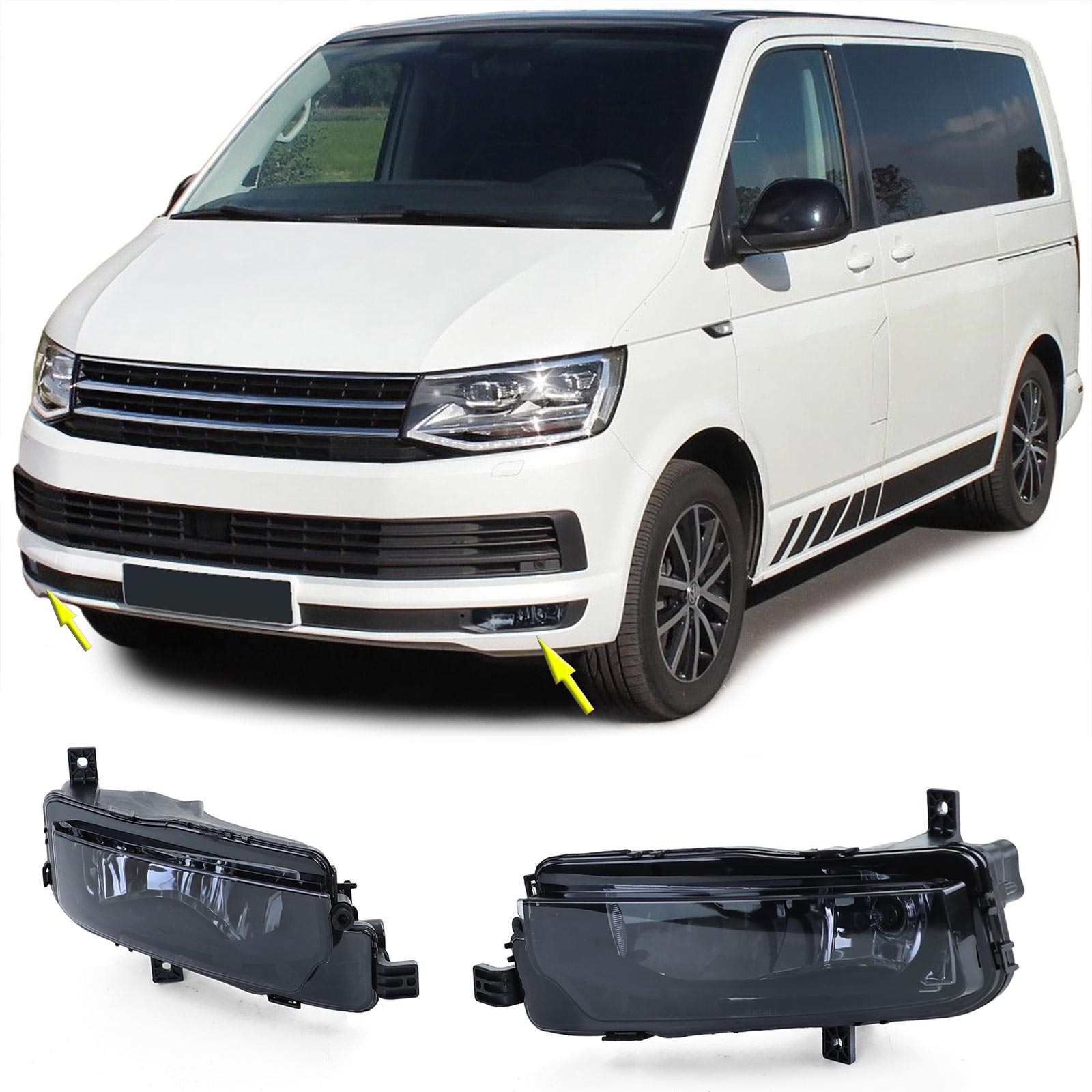 Priešrūkiniai žibintai tamsintais stiklais skirti VW Transporter/Multivan T6