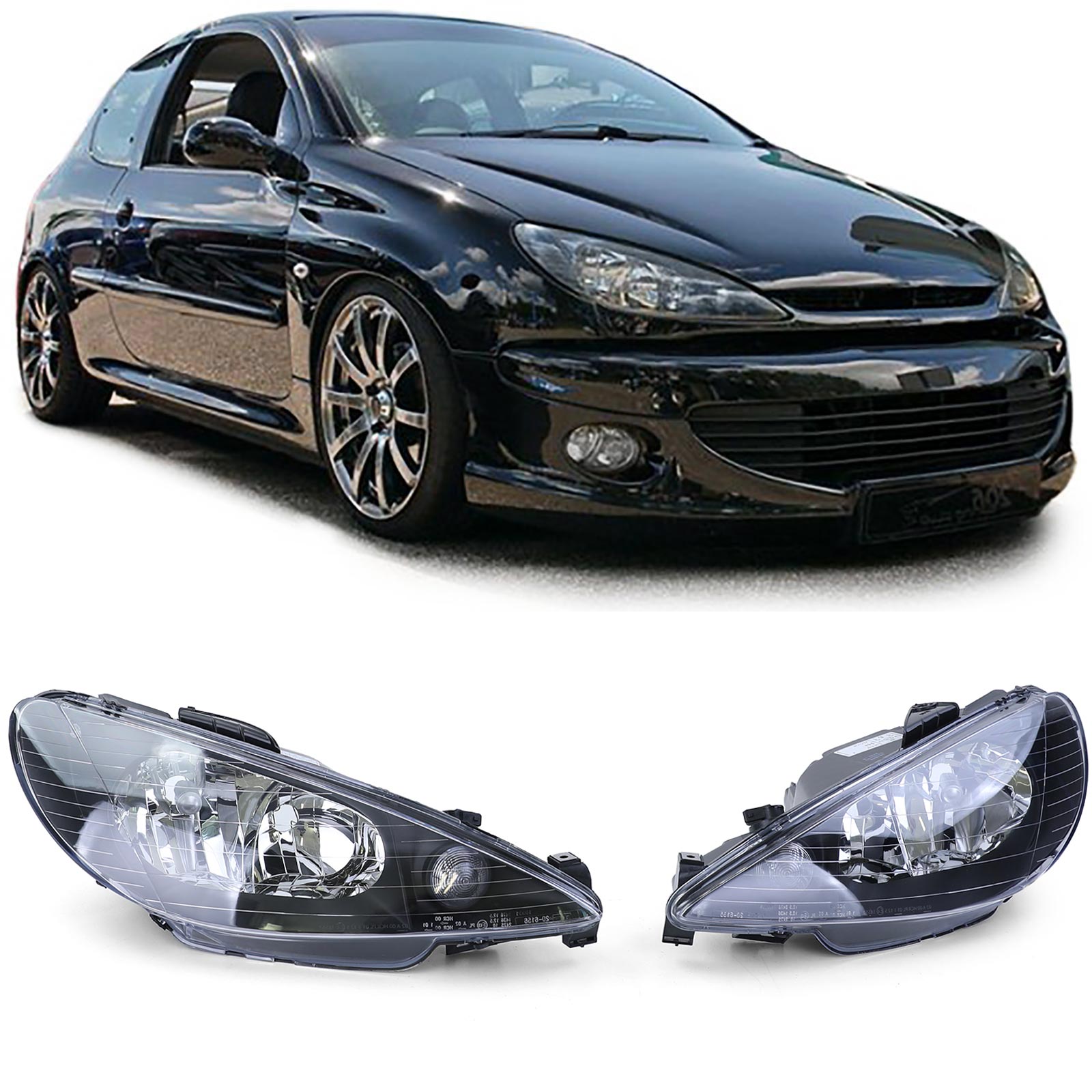 Priekinių žibintų komplektas Peugeot 206 (03-06)