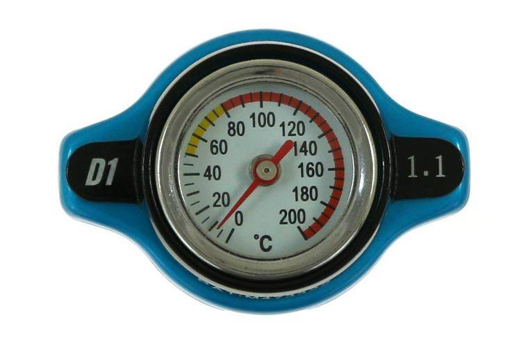 D1Spec Radiatoriaus dangtelis su termometru 15mm 1.1 Bar Blue