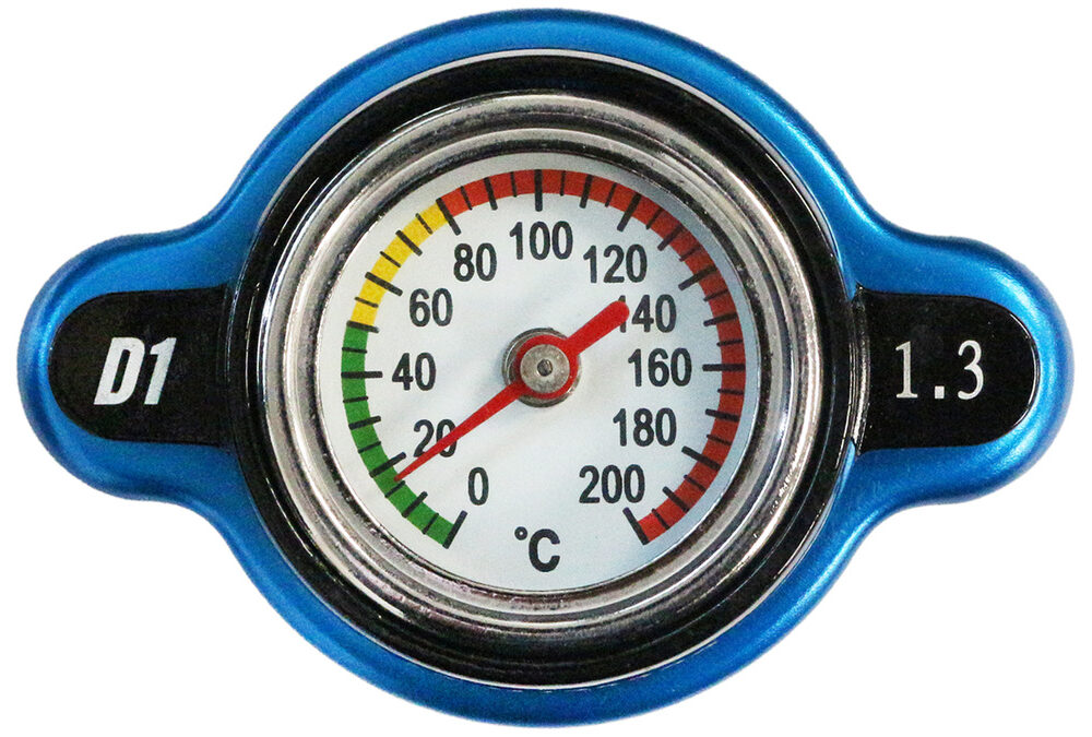 D1Spec Radiatoriaus dangtelis su termometru 28mm 1,3 Bar Blue