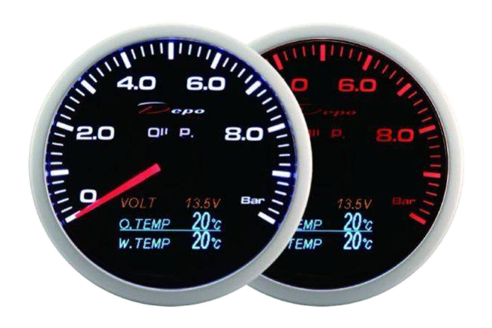 Depo matuoklis WA 4in1 60 mm - alyvos presas, voltas, alyvos temperatūra, vandens temperatūra